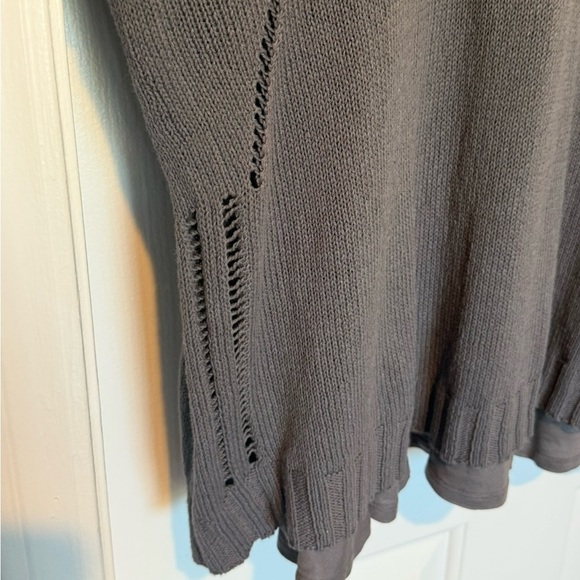 J.Jill Gray Knit Open-Back Sweater with Tie Detail Cozy Layered Long Sleeve NWT - Picture 3 of 8